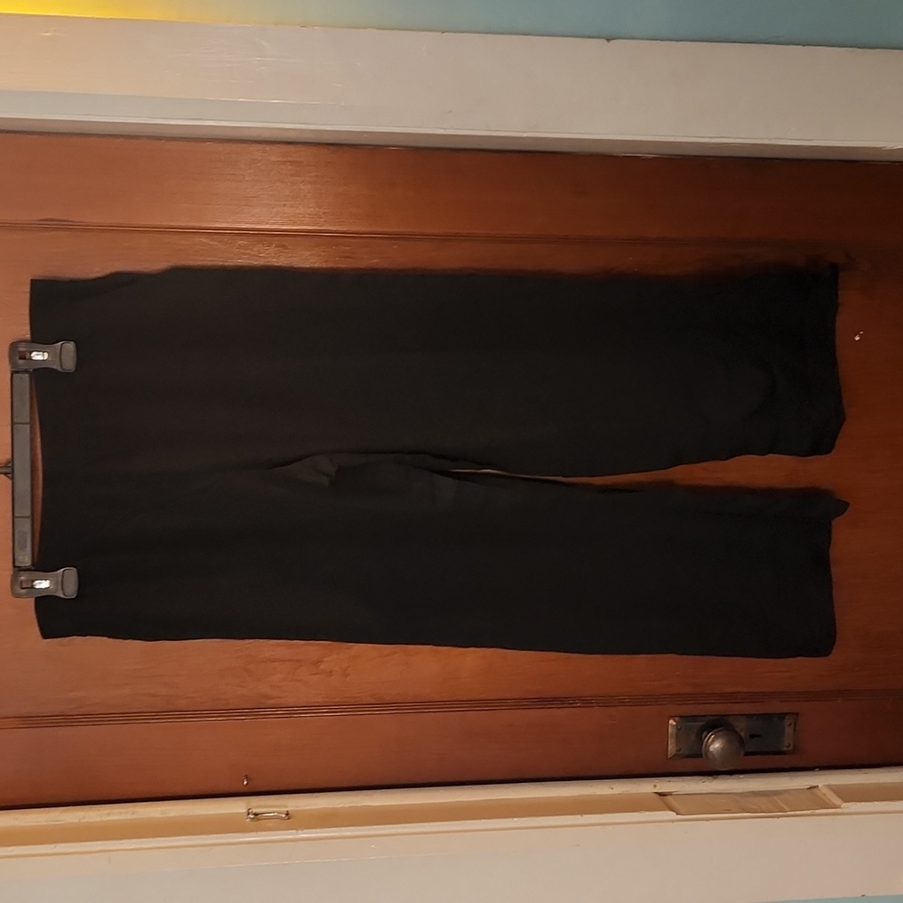 BNWT Denim & Co Beach Regular Pull-On Wide Leg Black Knit Pants L